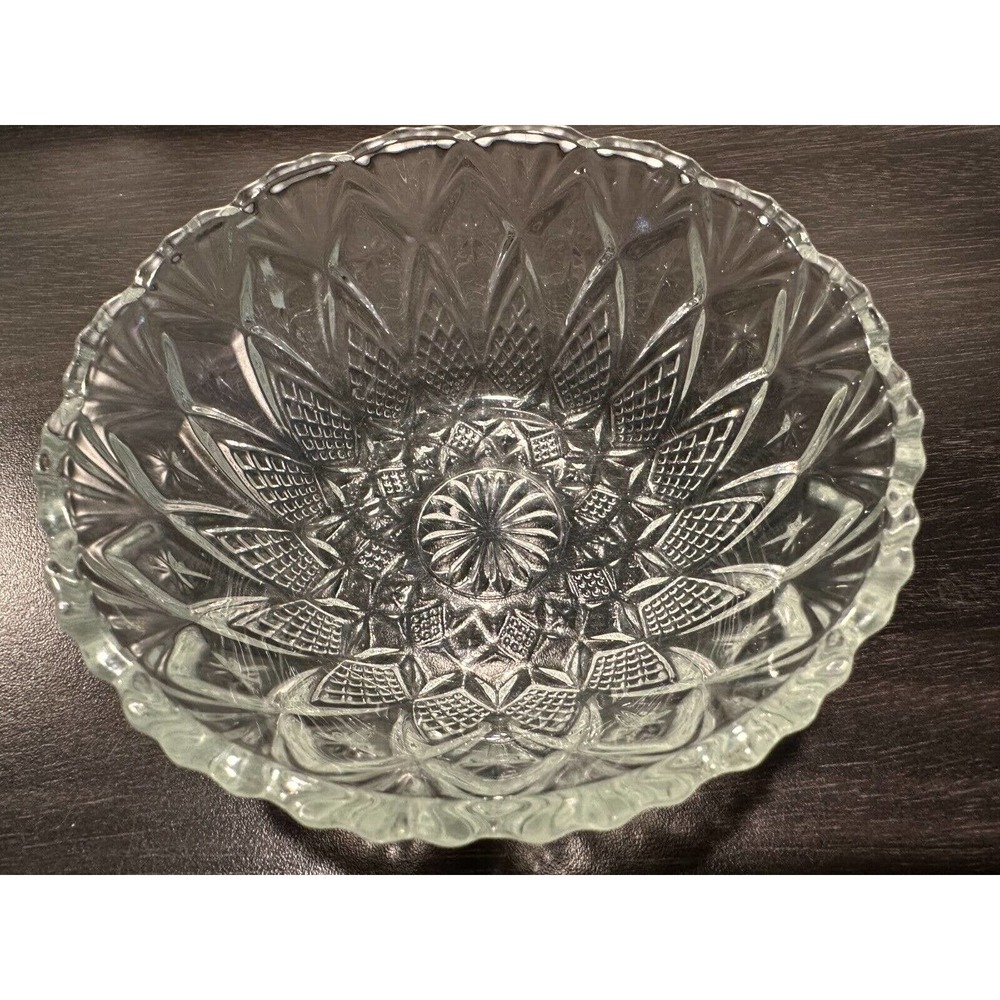PASARI CRYSTAL PSY3 Small Fruit Dessert Bowl 5" Round Fan, Arch, Cross Hatch